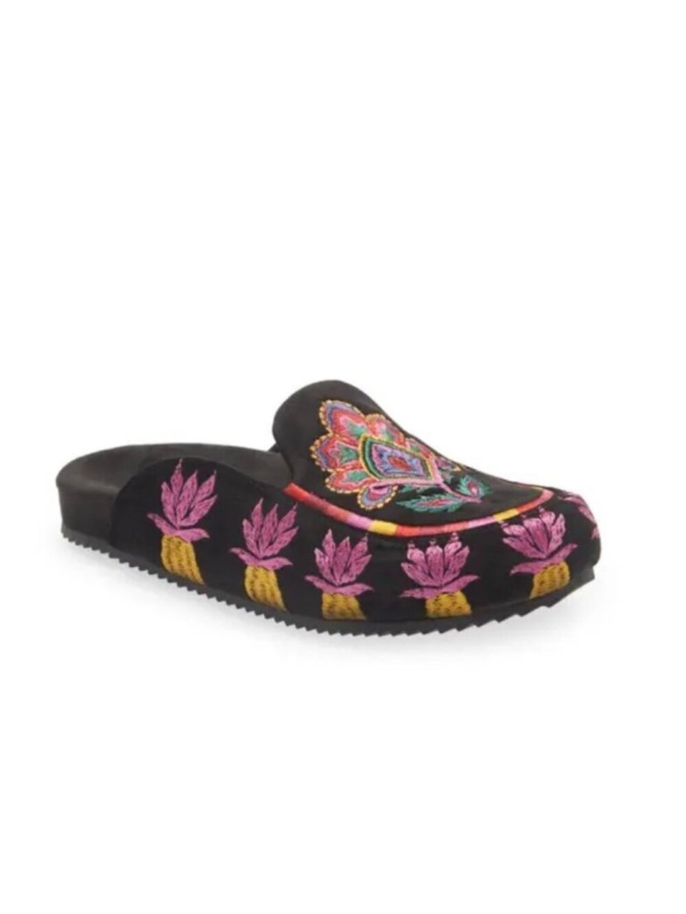 FARM Rio Black Velvet Tapestry Clog Mules